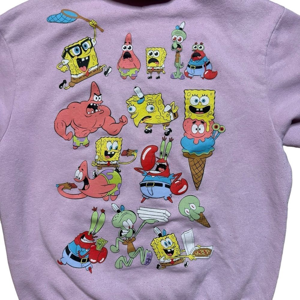 SpongeBob SquarePants Lilac Pink Hooded Sweatshirt Hoodie Size Large